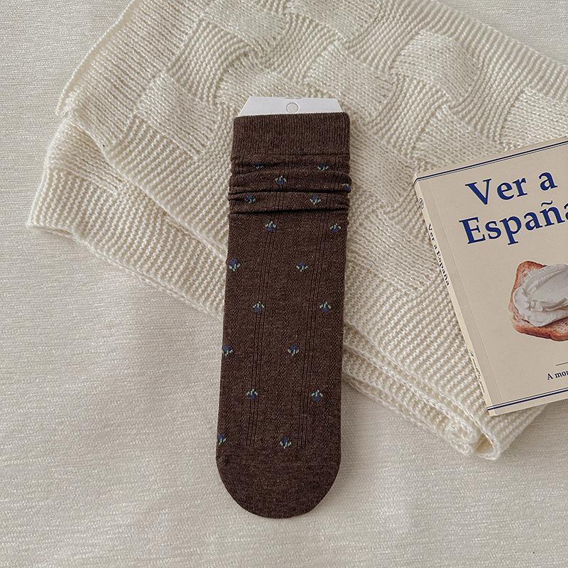 Women's Mid-calf Socks, Trendy Spring and Autumn Small Floral Women's Long Socks, Summer Thin Pile Socks, Long Calf