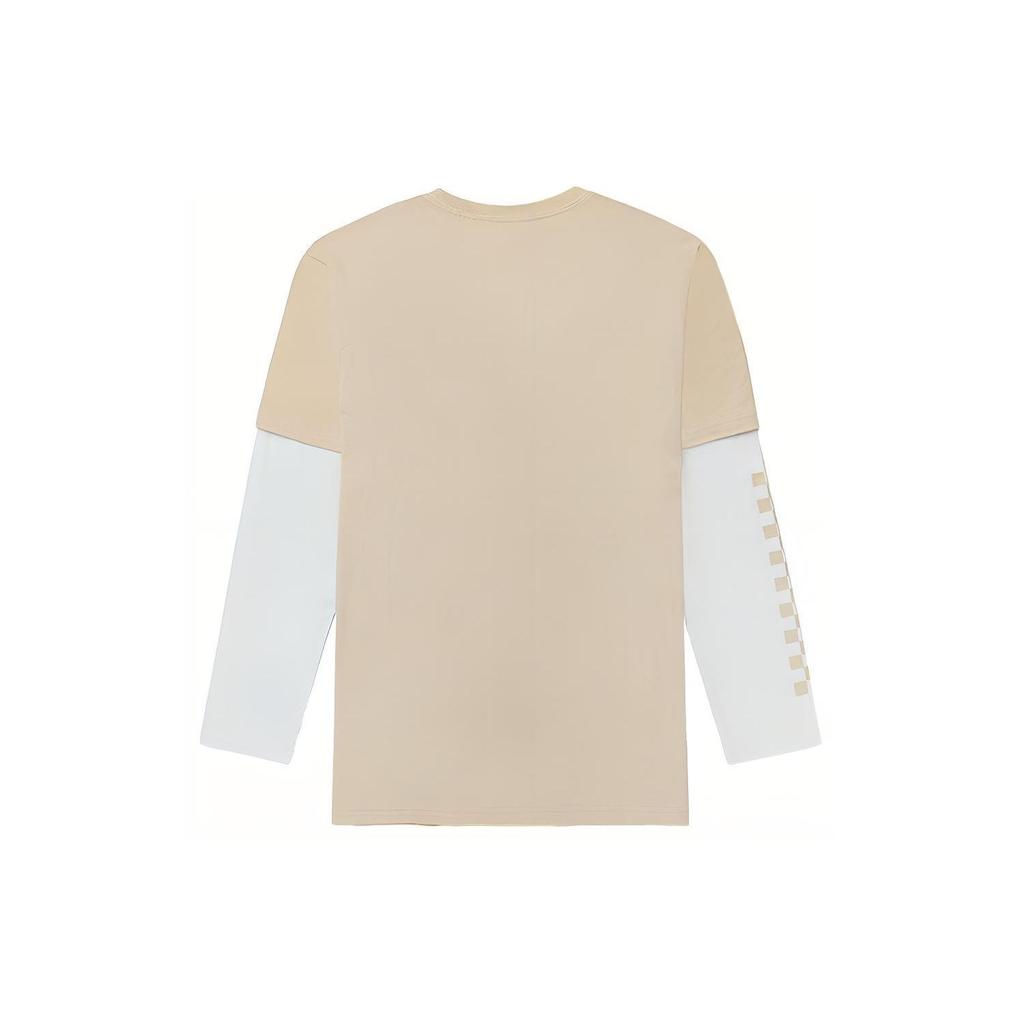 Vans American Vintage Color Block Fun Print Casual Loose Long Sleeve T-Shirt Unisex Tops Oatmeal VN0A5H9N2N1