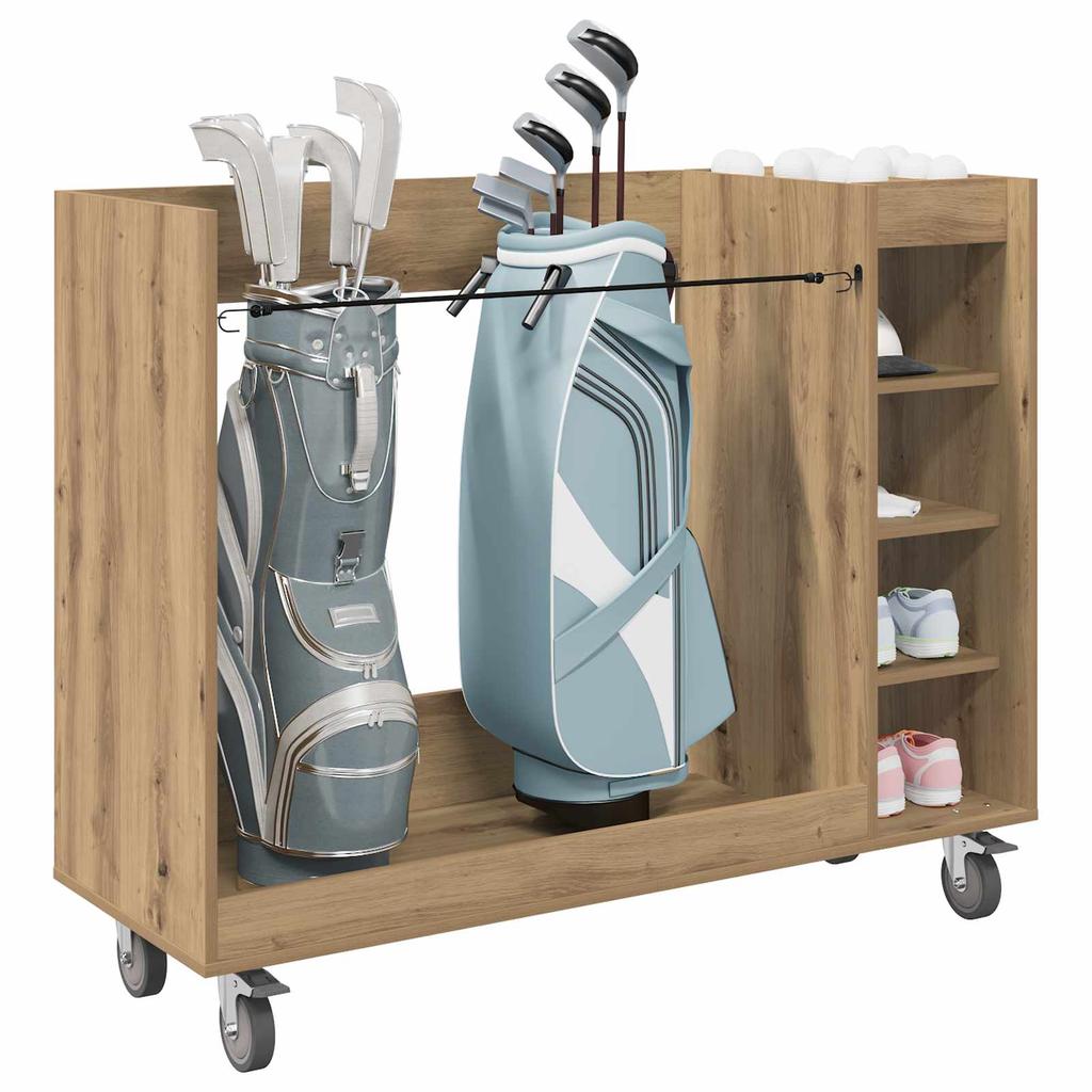 Golf Cabinet with Wheels Uni Artisan Oak 120 x 45 x 98 cm