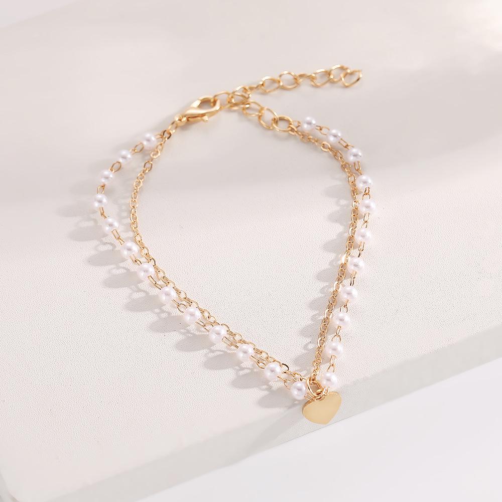 Vintage Double-Layer Heart Pearl Bracelet - Chic & Unique Retro Pearl Jewelry