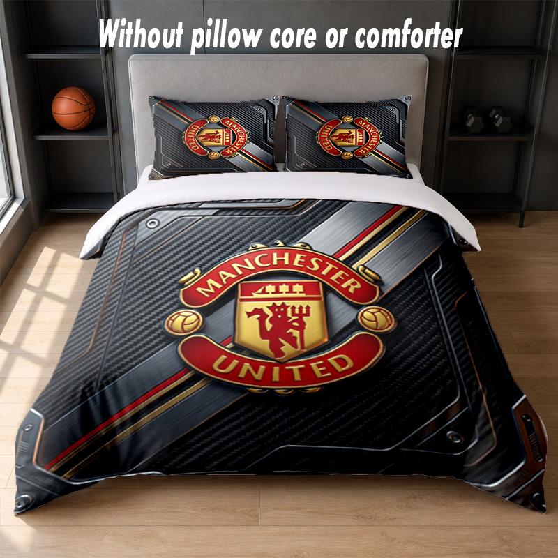 Дизайн Manchester United Постельное белье 1 пододеяльник + 2 наволочки Мягкое дышащее домашнее постельное белье