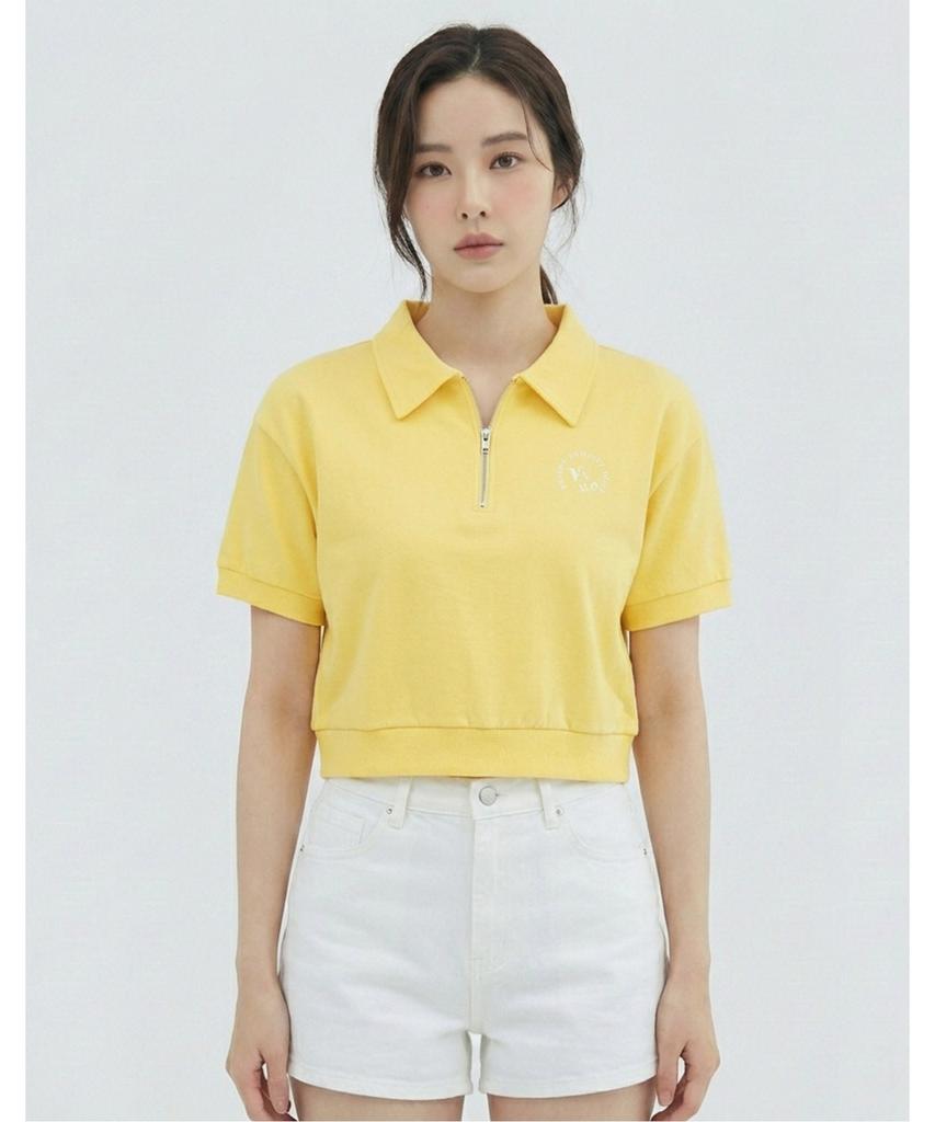 VANAKE Half-Zip Collared Short Sleeve T-Shirt_Vb35Tsup04Z