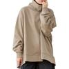 atONE Ribbed Turtleneck Plus Sizes Light Khaki ATK-0114 Women's Fleece-Lined Pullover, 4L-5L,