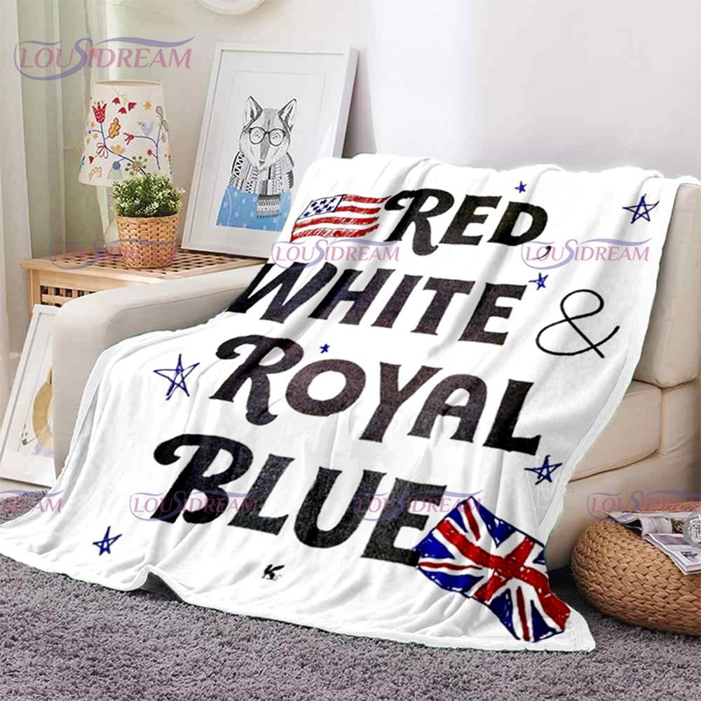 Одеяло из серии красного, белого и королевского синего цвета, мягкое фланелевое одеяло, одеяло для дома, спальни, дивана, пикника, путешествия, офиса, отдыха