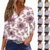 Women's Fashion Casual Round Neck Three Quarter Sleeve Printed T-Shirt Top