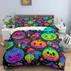 Неоновый цветной пододеяльник, комплект постельного белья King Rainbow Gradient Pumpkin, микрофибра, пододеяльник на Хэллоуин, двойной пододеяльник