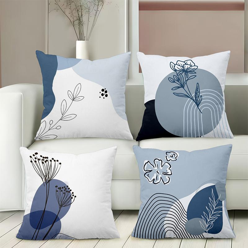 Blue and White Floral Patterned Cushion Covers Set Polyester pillowcase, sofa decorative cushion cov Headboard Pillow