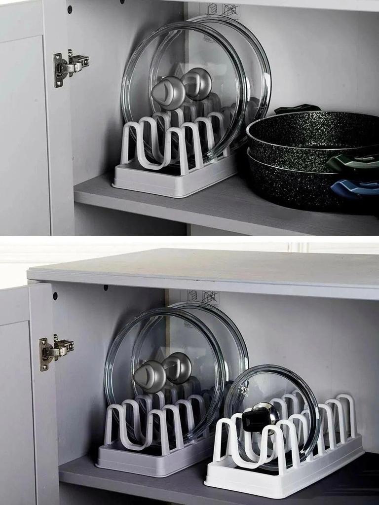 Органайзер для крышки горшка - Органайзер для шкафа с 6 отсеками Интеллектуальное хранилище Кухонная утварь Инструменты и аксессуары 2023
