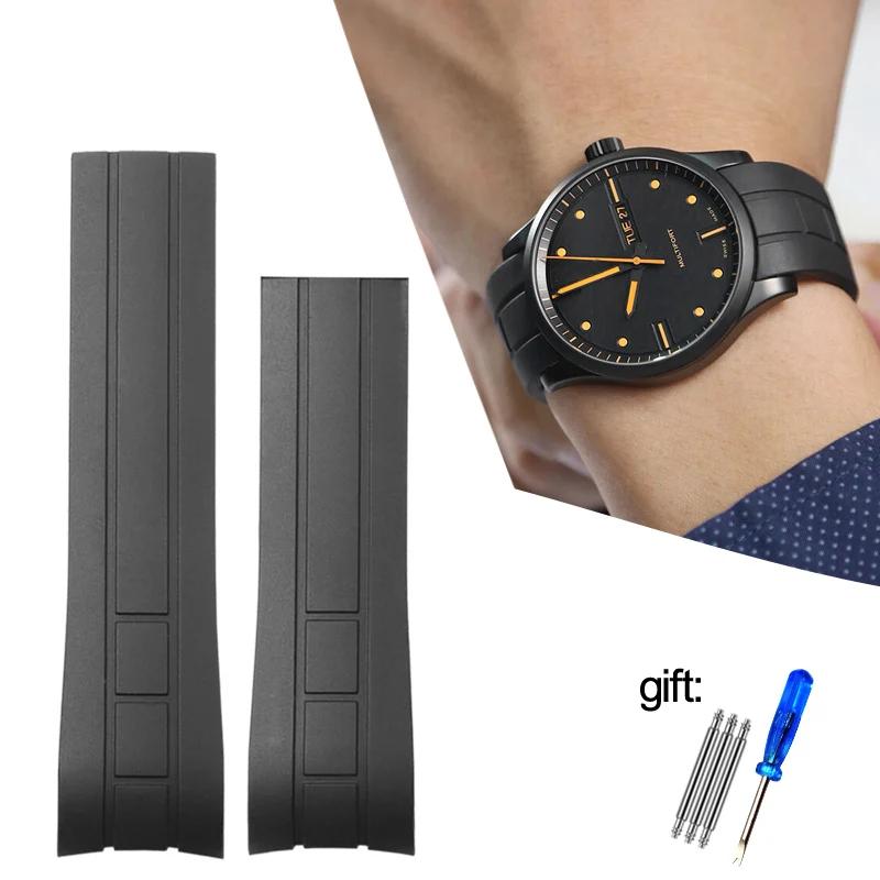 Arc Mouth Rubber Watch Band For Citizen Air Eagle / Mido Helmsman M005 Sao Orange Men's Black Blue Watch Strap 23mm 22mm