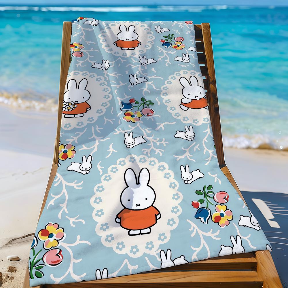 Милый M-Miffy-S Кролик Кавайи Полотенце Спортивное Быстросохнущее Туристическое Снаряжение для Кемпинга Песозащитное Мягкое Легкое Большое Пляжное Полотенце