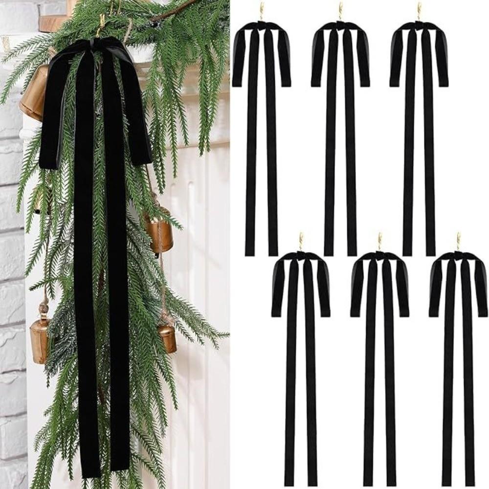 6pcs/set Christmas Gift Velvet Bows Vintage Velvet Ribbon Bow New Christmas Tree Bows