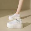 Мягкие кожаные белые туфли на толстой подошве для занятий спортом на доске