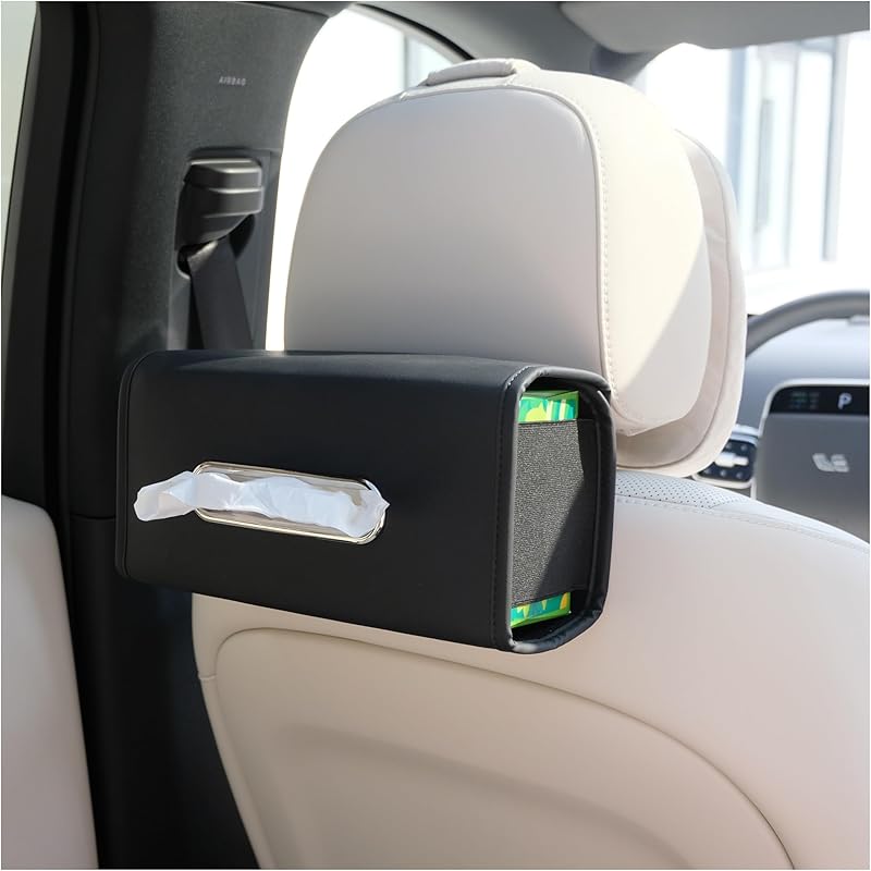 Car Tissue Holder, Ompellus Premium PU Leather Tissue Box Holder For Car Seat Back, Extra Large Tissue Box Cover Rectangle Fits For Regular Size