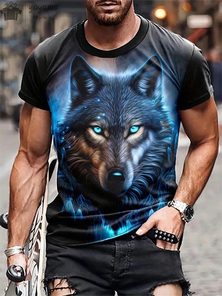Men's T-Shirts Short Sleeve Beasts Graphic 3D Animal Printed Street Style Man Tops Oversized T-Shirt Casual O-Neck Harajuku Tee