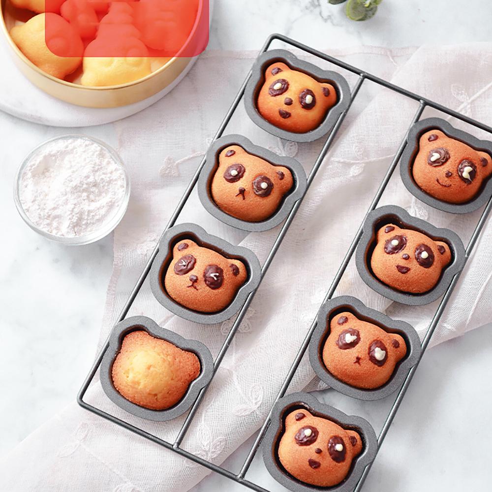 Форма для выпечки 'Мишка' на 8 ячеек, форма для мадлен, форма для выпечки маффинов в виде мультяшных животных, инструмент для украшения из углеродистой стали для домашней выпечки своими руками