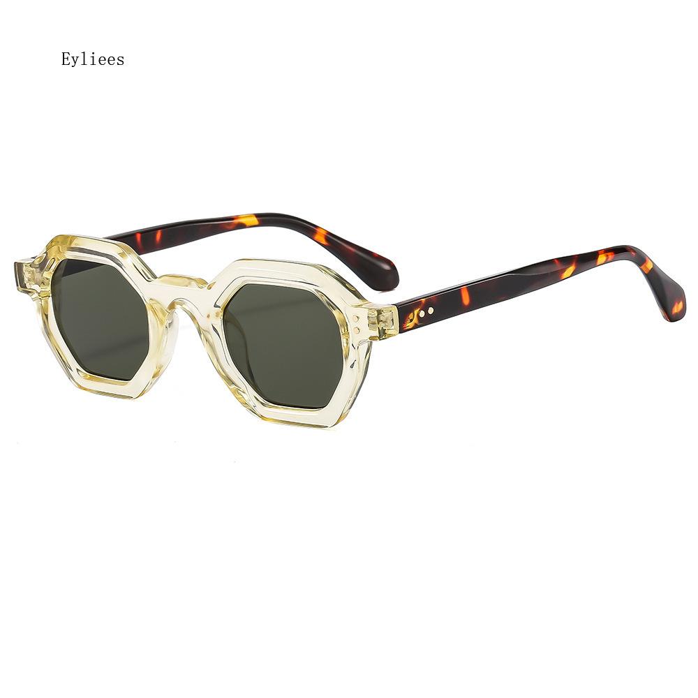 Retro Amber Polygon Small Square Women Sunglasses Retro Rivets Men Shades Fashion Trending Outdoor Sports Sun Glasses Gafas