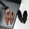 2025 Autumn and Winter New Fashion Versatile Small Square Head Suede Fluff Flat Bottom Lazy Fashion Mary Jane Foot Set