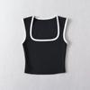 Woman Fashion Slim Solid Contrust Camis Casual Sleeveless Tanks Square Collar Crop Tops Clothing Streetwear Mujer 2024 Y2k