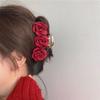 Stunning Camellia Red Hairpin: Plush High-End Autumn/Winter Headdress