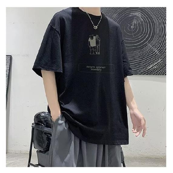 New Short-Sleeved T-shirt Men's Summer Korean Style Trendy Simple Half Sleeve Top Hong Kong Style Loose Casual Fashion Brand T-shirt