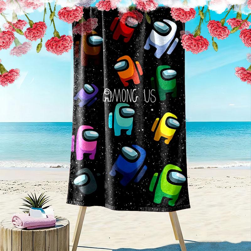 Among Us Print Beach Towel, Large Soft Quick Dry Towel for Beach Camping Swimming