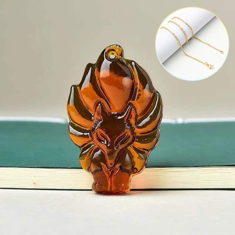 Ожерелье-цепочка с подвеской в ​​виде девятихвостой лисы, унисекс, китайское животное, ручная резная лиса, для мужчин и женщин, счастливый ювелирный подарок