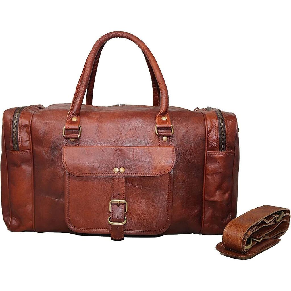Men's Leather Duffel Travel Gym Weekend Overnight Vintage Bag 18X9X9 Inch