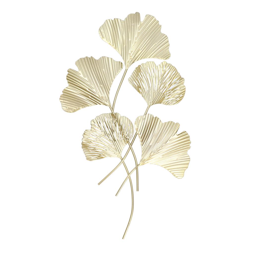 Metal Wall Decor Iron Simulated 3D Ginkgo Leaves Hanging Wall Sculpture for Living Room Office