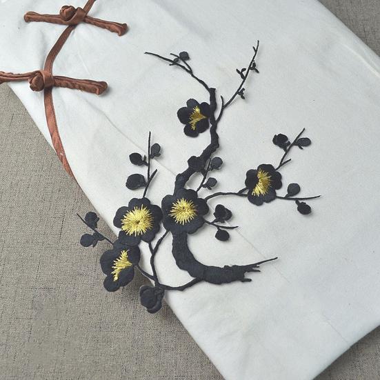 Cherry Blossom Iron-On Patch Blossom Plum Applique Patch Embroidered Flower Vines DIY Trim for Jeans Garment Women Clothing Jacket Backpack