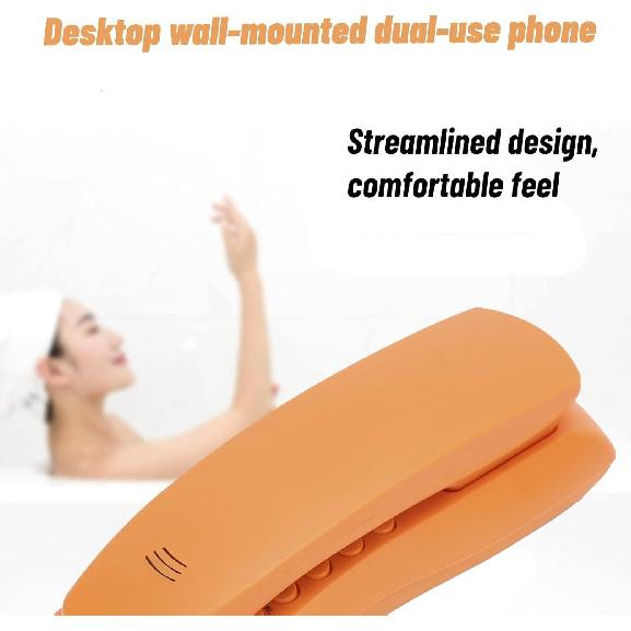 Estink Настенный телефон - Портативный тонкий стационарный телефон с изысканным исполнением, подходит для дома, офиса, компании, отеля (оранжевый)