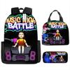 Rainbow Friends Kids School Backpack Set Elementary Students - Oxford Fabric Dual Strap Bag With Lunch Pouch Pencil Case