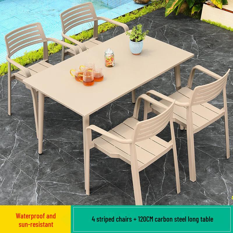 Outdoor Aluminum Striped Dining Set