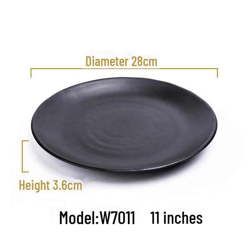 Melamine Black Imitation Porcelain Plate - Versatile Dish for Hot Pot, Barbecue, and Cold Dishes