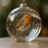 Bird Christmas Ball Ornament Shatterproof Plastic Clear Ball Ornament with Lifelike Birds Holiday Hanging Baubles for Xmas Tree Decor