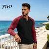 Mens Slim Fit Shirts Men Raglan Shirt, Color Block Long Sleeve T-Shirt, Button Neck Casual Tops Vintage Basic Tee Top for Gym Street Daily Wear
