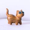 Kawaii Cat Miniature Figurines Handmade Sandalwood Carving Kitty Sculpture Desk Ornaments Fairy Garden Room Decor Birthday Gift