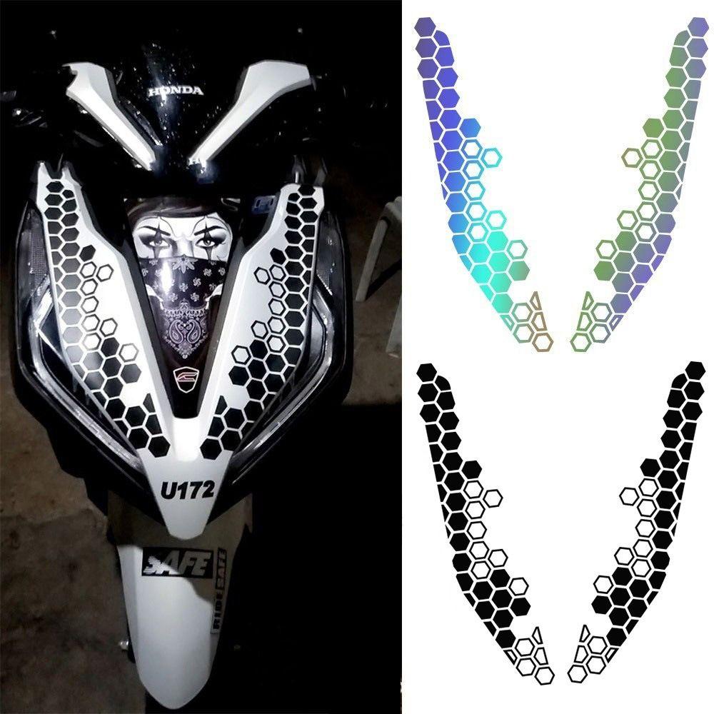 Multicolor Motorcycle Decorative Sticker PET Motorbike Electricbike Honeycomb Decals Bumper Ornament Modification