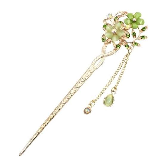 Заколка для волос Miaomyao Kanzashi - Антикварная металлическая заколка с дизайном вишневого цвета из розового золота, идеально подходит для кимоно, юкаты и официальных случаев
