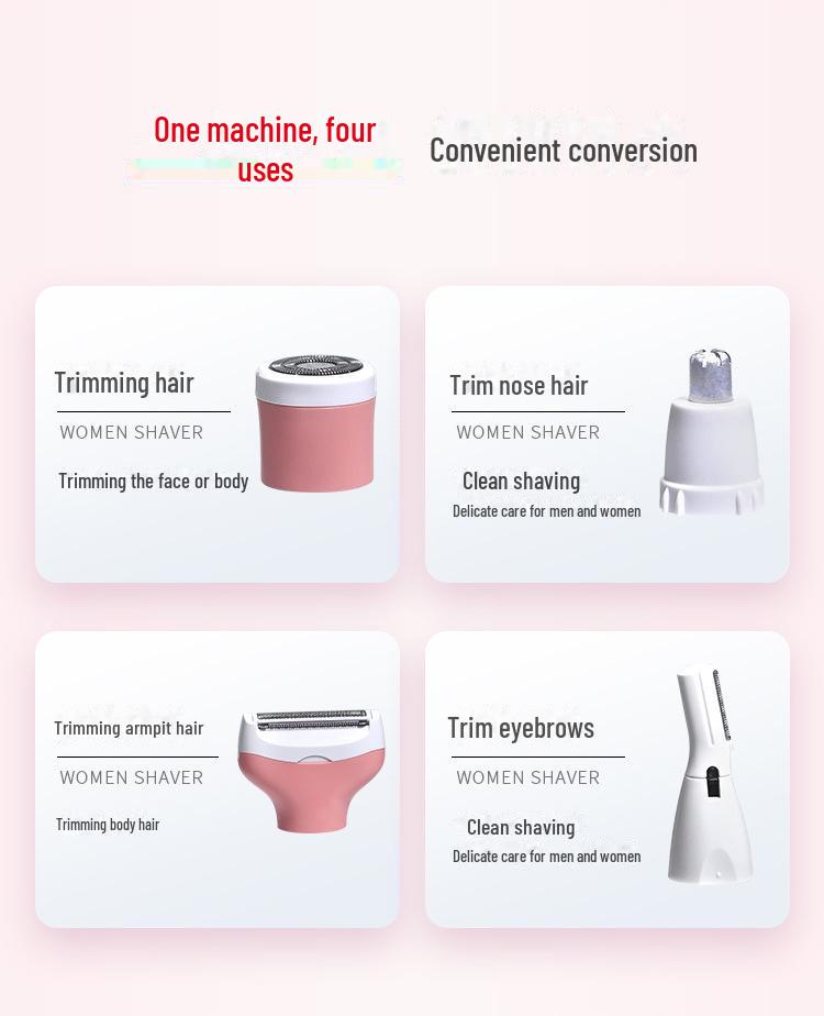Женская розовая многофункциональная электробритва - USB-зарядное устройство для удаления волос на всем теле