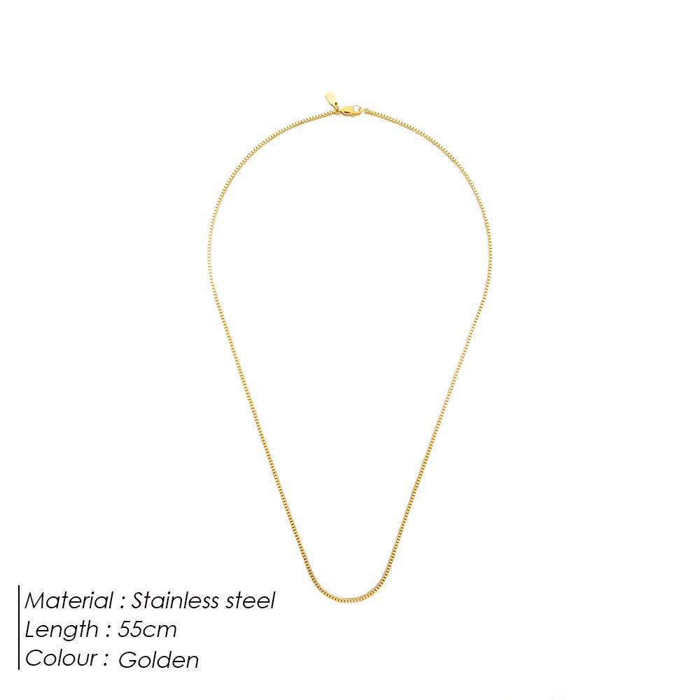 EManco Fashion Hypoallergenic Fine Jewelry Hip Hop Stainless Steel Gold Box Chain Necklace Jewelry Mens