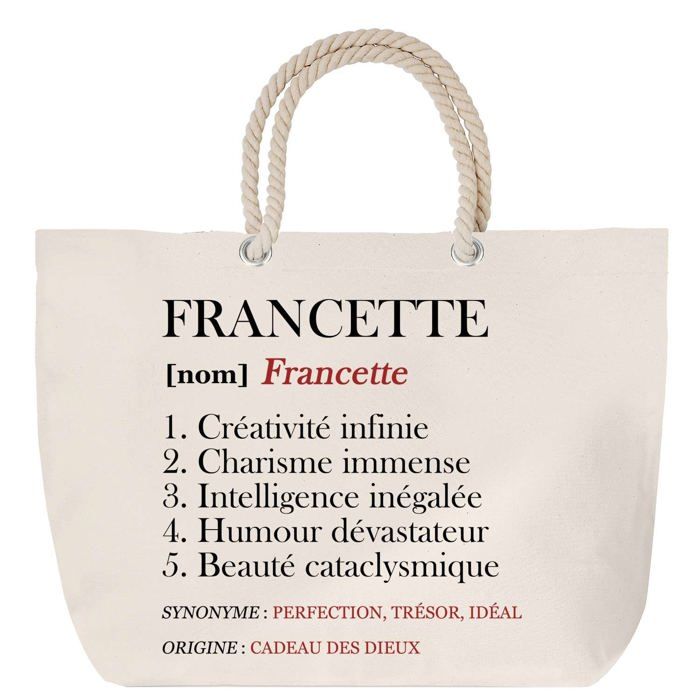Sac de plage - PLANETEE - Francette - Anse corde - Grand format - Personnalisable