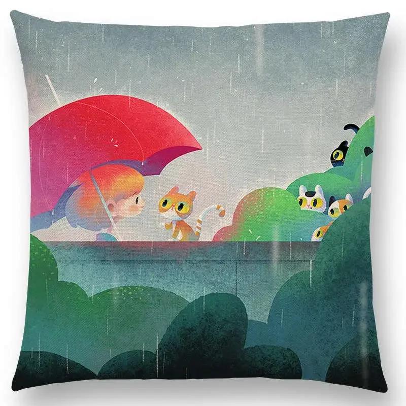 Новое поступление Красочные сны черный кот Милые девушки Магическое солнце луна Теплая звезда Наволочка Чехлы для автомобиля Диван Декоративная подушка Наволочка
