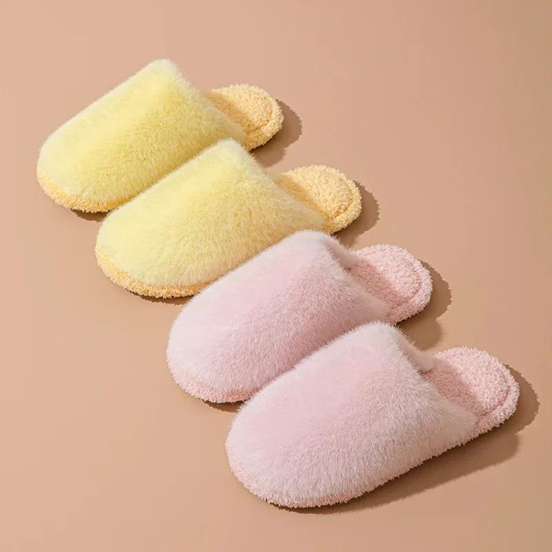Fashion Women Slippers Autumn/winter Cotton Plush Flat Bottomed Shoes Comfort Warm Lightweight Home Cotton Slippers Chanclas Mujer