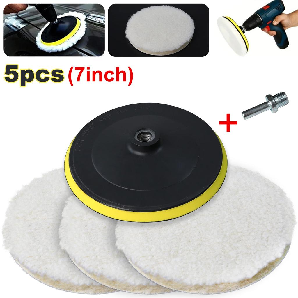 5 шт. 7/6/5/4/3 дюйма Полировальный круг для вощения и полировки автомобиля, Набор для полировки автомобиля с разъемом для дрели M10/M14, Уход за лакокрасочным покрытием автомобиля