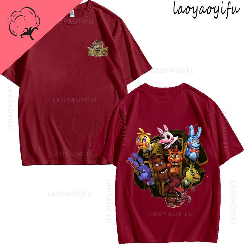 Тема Five Nights At Freddys 100% Хлопок Печатная Мода Мужская Женская Мода Летняя Футболка С Коротким Рукавом Высокое Качество Круглый Вырез