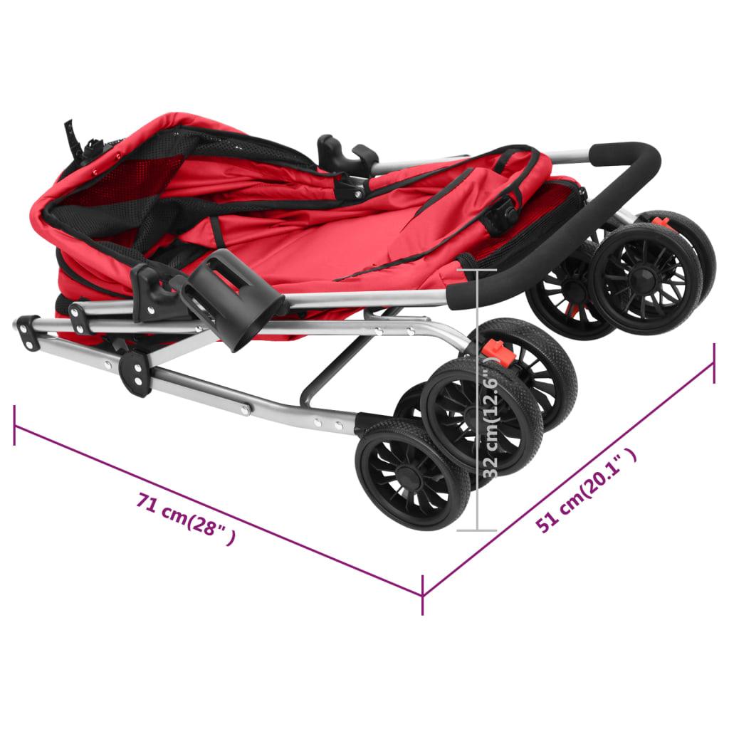 Foldable Dog Stroller Red 76 x 50 x 100 cm Oxford Fabric