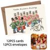 Christmas Card Set 12 Pieces Of Festive Cards And Envelopes With A Simple And Modern Design