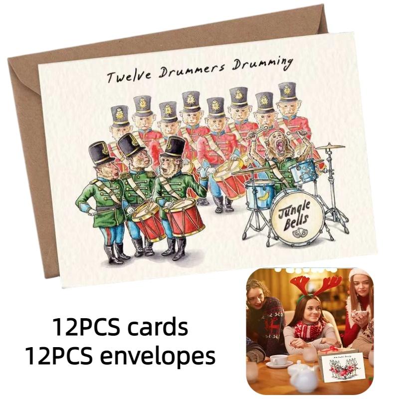 Christmas Card Set 12 Pieces Of Festive Cards And Envelopes With A Simple And Modern Design