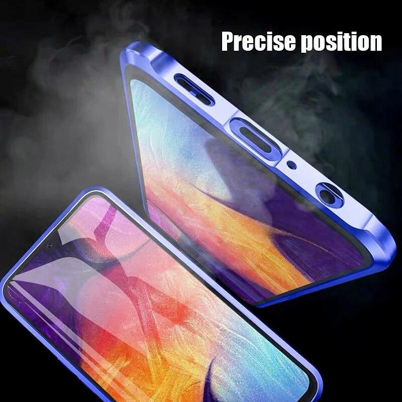 Металлический магнитный чехол для Samsung Galaxy S25 S24 Ultra S23 FE S21 S20 S22 A56 A36 A16 A26 A55 A52 A32 A54 Двусторонний стеклянный противоударный защитный чехол
