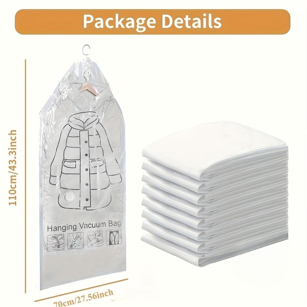 Сверхпрочные вакуумные пакеты для хранения с застежкой-молнией - Компактные подвесные органайзеры для одежды, костюмов, курток, для путешествий - Пластиковый вакуумный упаковщик